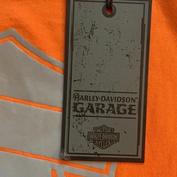 Harley Davidson Women’s T Shirt Graphic Logo Large Orange NWT - Picture 6 of 11
